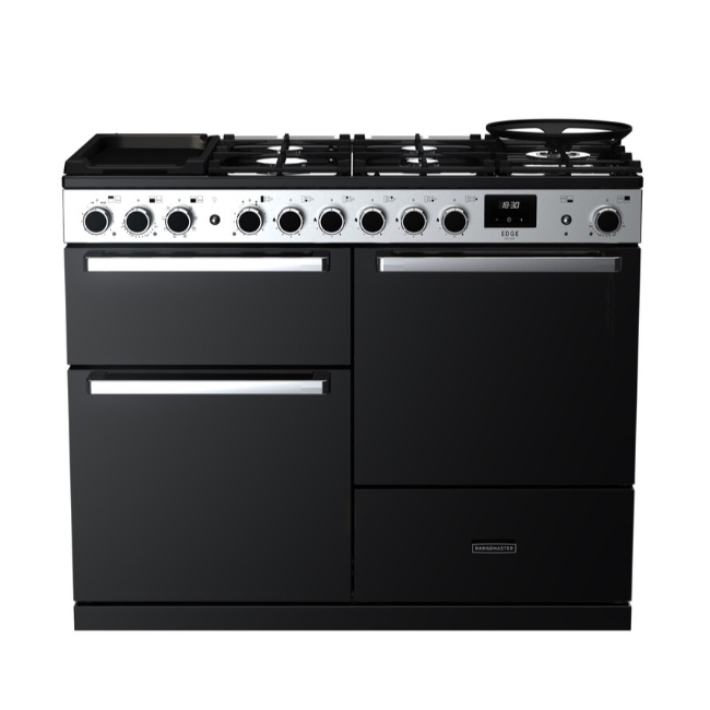 Rangemaster Edge Dual Fuel Range Cooker - Black and Chrome | EDDLO110DFGBLKCM1