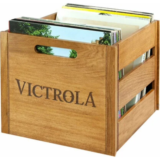 Victrola Vintage Record Holder Old Wood Crate | VA-20-MAH-EU - Image 2