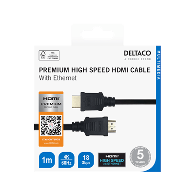 Deltaco Premium High Speed HDMI Cable | 1m | HDMI1010R - Image 2