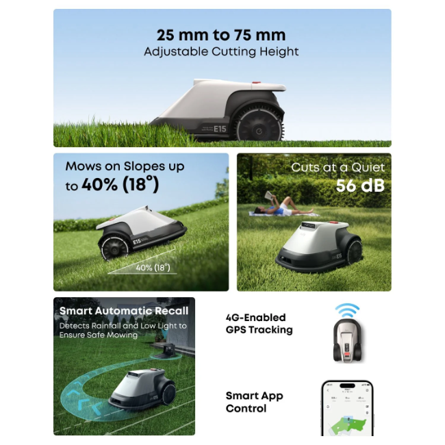 Eufy Robot Lawn Mower E15 - Grey and Black | T2880VA1 - Image 11