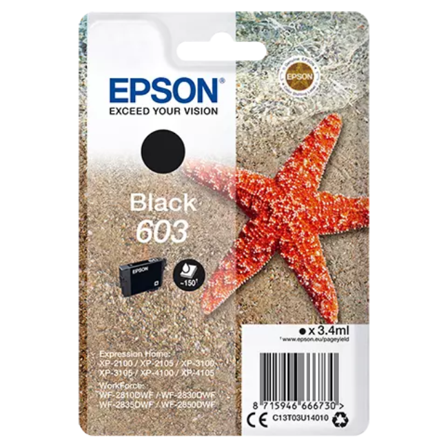 Epson 603 Starfish Individual Ink | Black | C13T03U14010 Epson 603 Starfish Individual Ink | Black | C13T03U14010