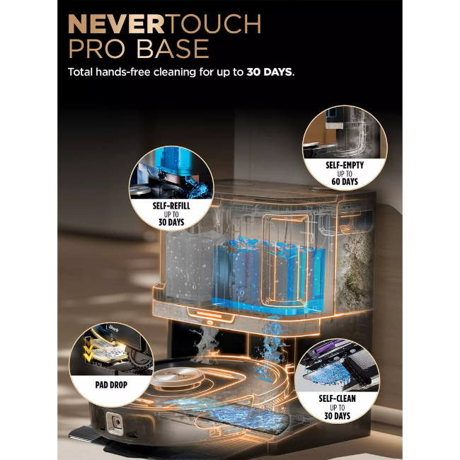 Shark PowerDetect NeverTouch 2 in 1 Pro Vac & Mop Robot Vacuum - Black | RV2800ZEUK - Image 8