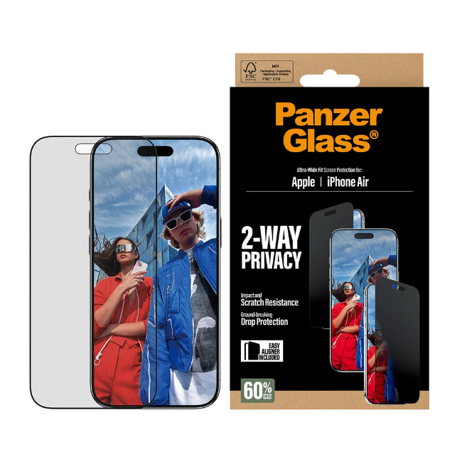 PanzerGlass 2-Way Privacy Screen Protector iPhone Air | Ultra Wide Fit | PG74944