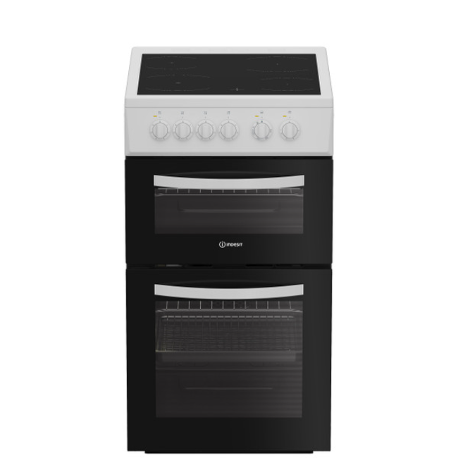 Indesit 50cm Freestanding Double Cooker - Black and White | ITE5VMW