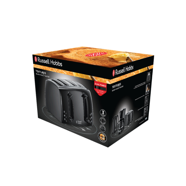 Russell Hobbs Textures 4 Slice Toaster Black 21651 RUS21651