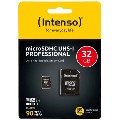 Intenso 32GB Micro SD Card With Adaptor| 3433480 Intenso 32GB Micro SD Card With Adaptor| 3433480