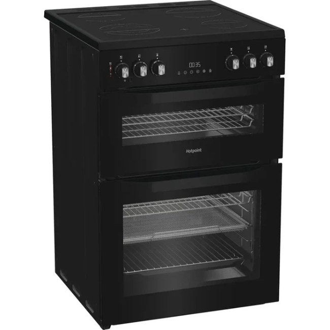 Hotpoint 60cm Freestanding Electric Double Cooker with Air Fryer - Black | HDE6VDCASB1 - Image 2