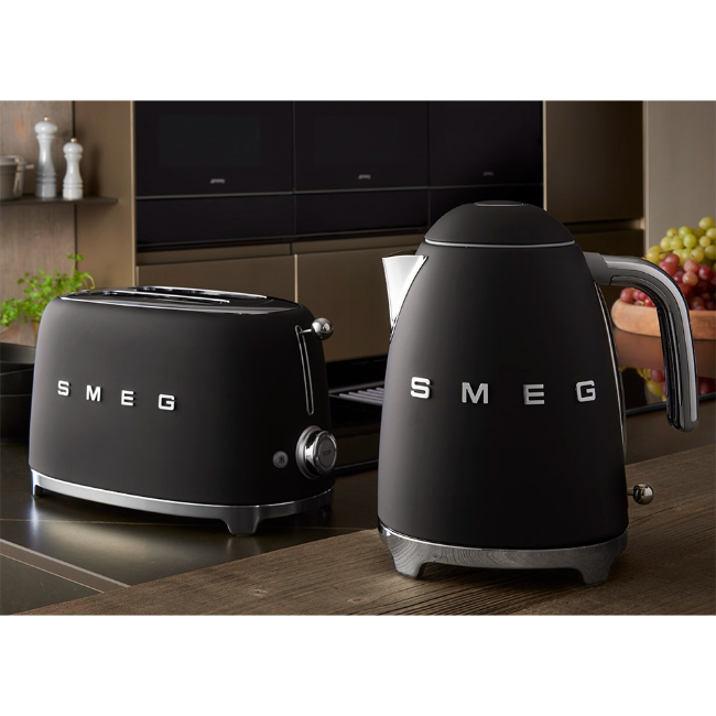 Smeg Kettle Toaster Set Matte Black Kettle slice Toaster retro