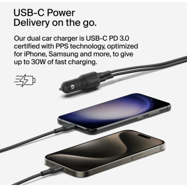 Belkin Dual Car Charger 42w | Black | CCB005BTBK - Image 2