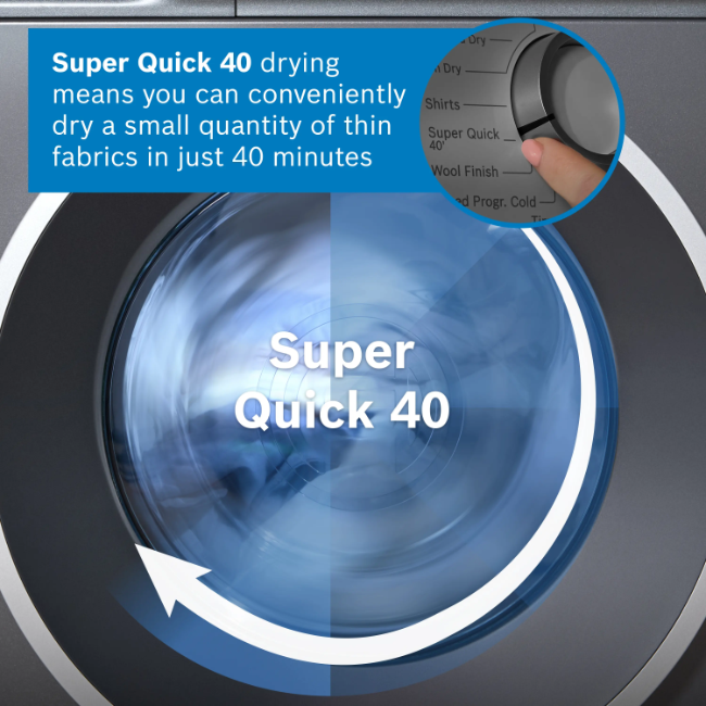 Bosch Series 6 Heat Pump Tumble Dryer 9kg - Cast Iron Grey | WQH246DRIE - Image 10