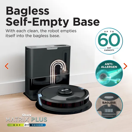 Robot Vacuum Matrix+ 2in1 Self-Empty Robot Vacuum & Mop - Black | RV2620WAUK - Image 3