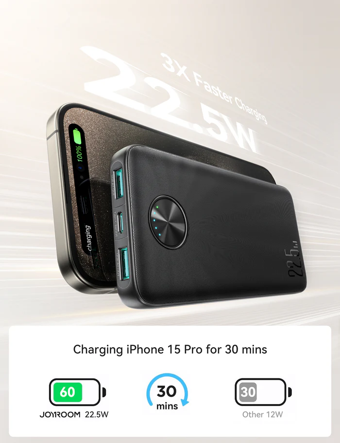 Joyroom LED Fast Charging Power Bank 10000mah - Black | HL-PB15 - Image 2