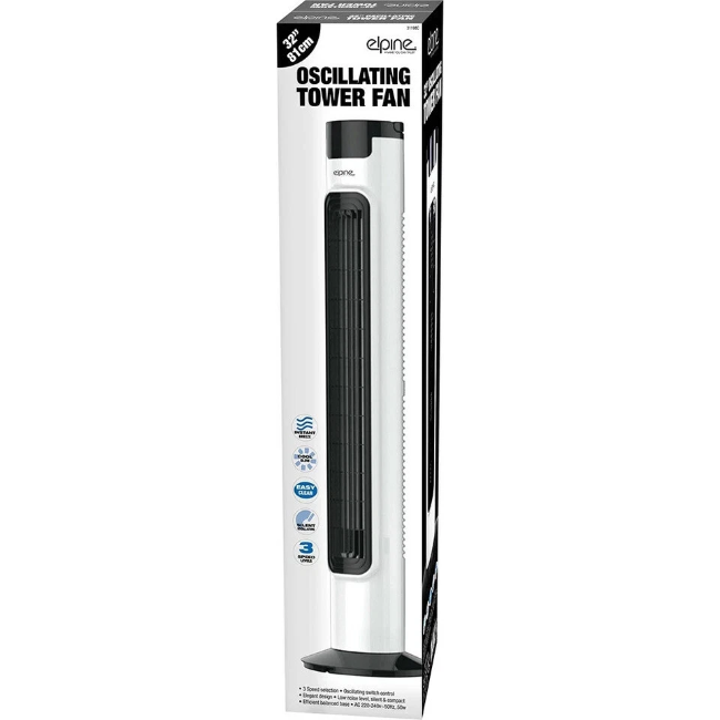 Elpine 32" Oscillating Tower Fan | 3 Speeds | White and Black | 311982 - Image 2