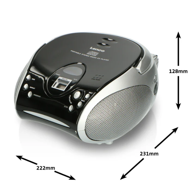 Lenco Portable FM Radio With Cd Player | Black & Silver | SCD-24-BLACK - Image 4