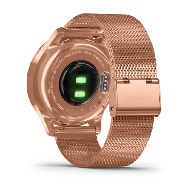 Garmin Vivomove Luxe Smartwatch Rose Gold Stainless Steel Case with Rose Gold Milanese Band | 49-GAR-010-02241-04 - Image 3