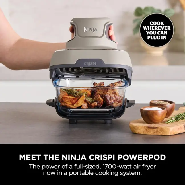 Ninja CRISPi 4-in-1 Portable Glass Air Fryer | Stone | FN101UKST - Image 9